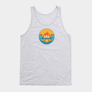 Camp Chippewa Wednesday Addams Inspired Eagle and Canoe Fan Logo Tank Top